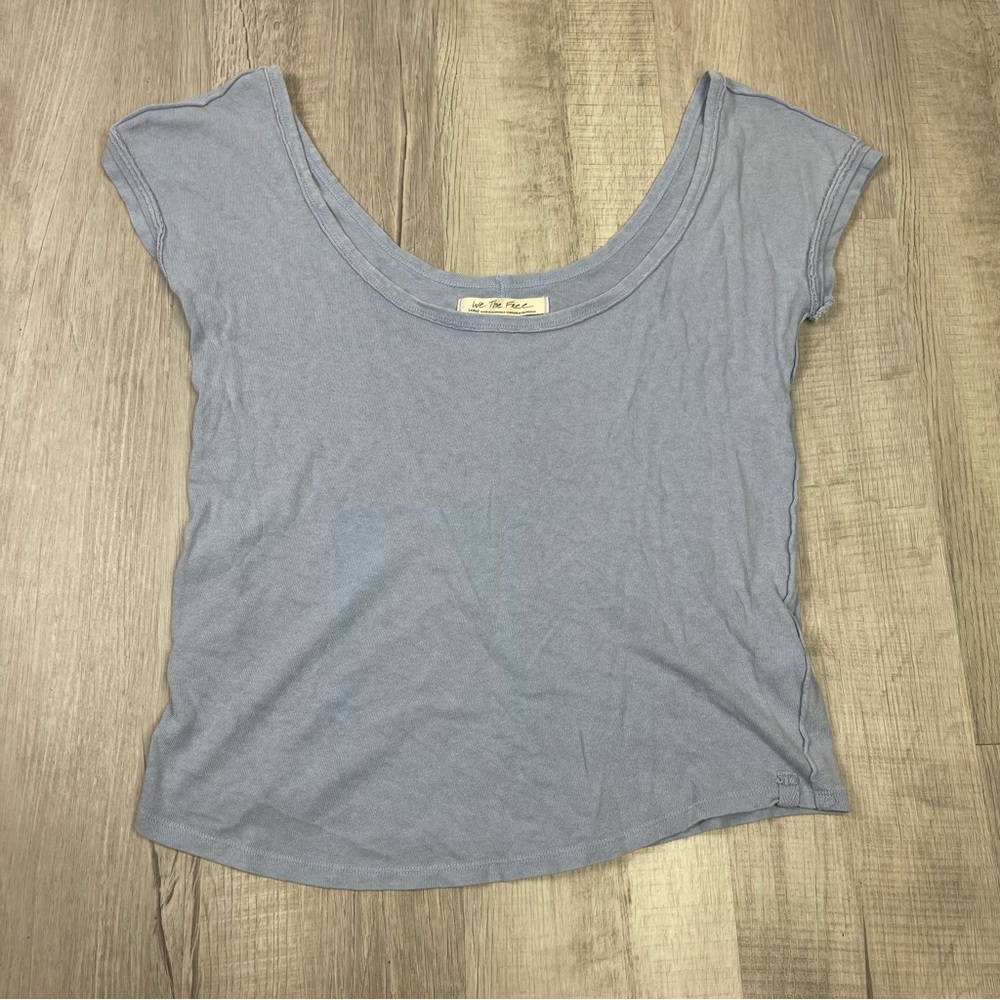 Free People We The Free Light Blue Short Sleeve T Shirt Size Large